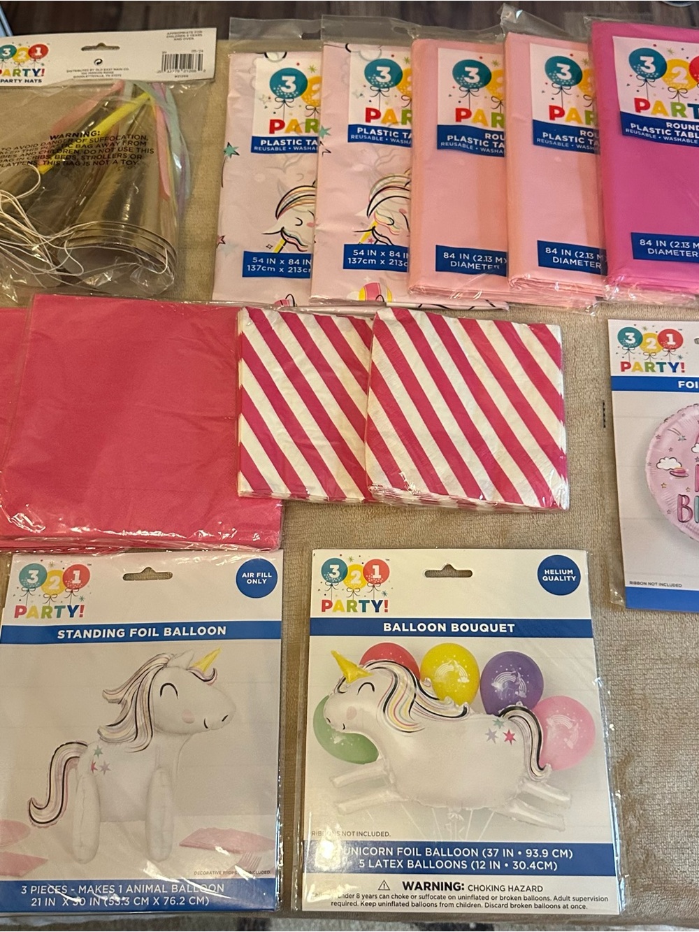 Pink Unicorn Tableware & Balloon Set - Pink Party Supplies